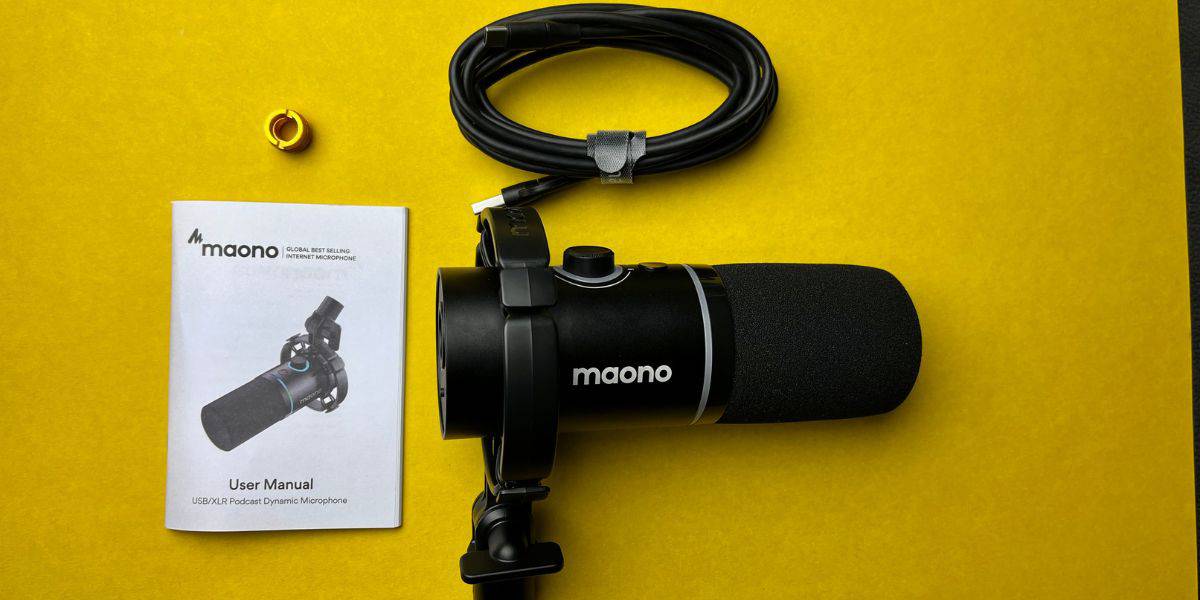 O que vem na caixa do Maono PD200X